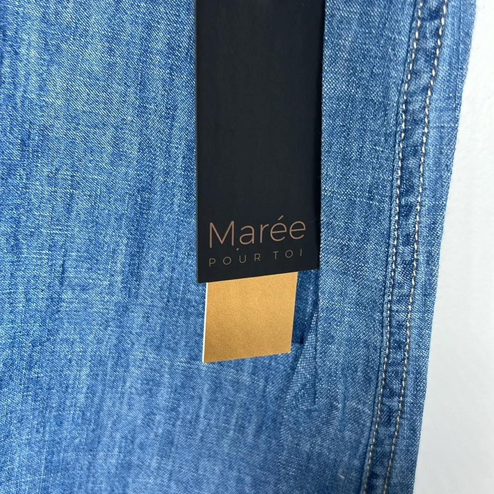 Classic Denim Puff-Sleeve Top - Blue - Picture 4 of 8